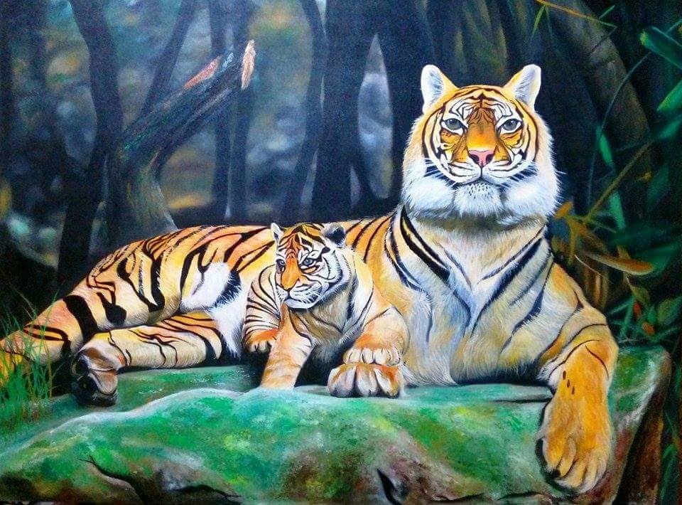 Mother and Child Tiger Version